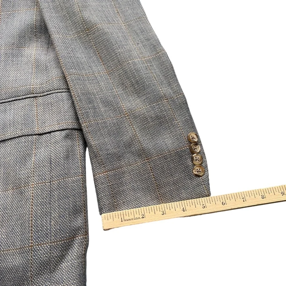 Bowdon Men’s Size 44R Gray Brown Tan‎ Plaid Single Breasted Button Blazer Jacket